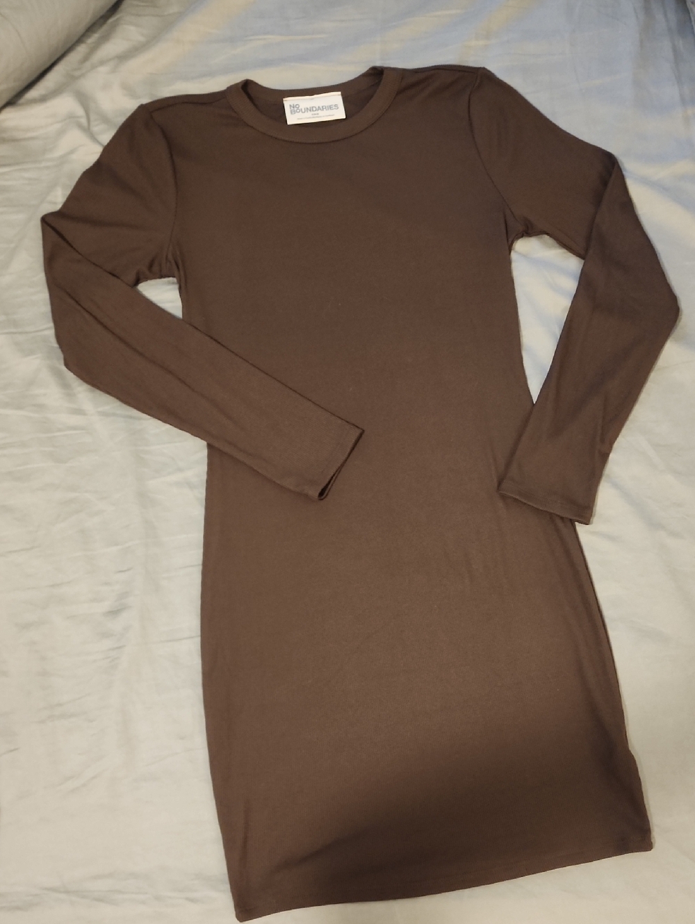 No Boundaries Long Sleeve Bodycon Dress in Chocolate Brown